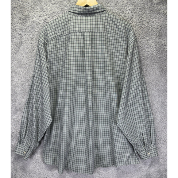 LL Bean Shirt Mens 2XL XXL Plaid Shirt Button Down Green Plaid Preppy Cotton - Picture 2 of 12